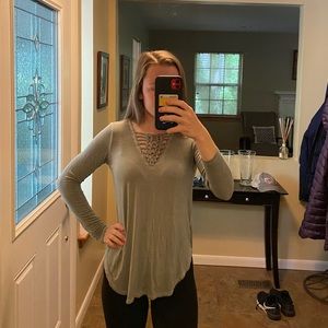 American Eagle Green Soft and Sexy Long-Sleeve